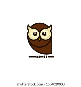 simple character owl logo design