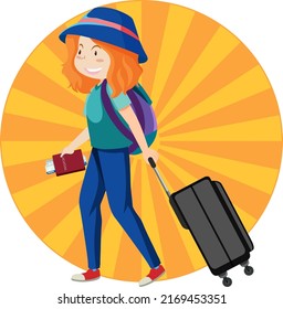 Simple character of tourist girl illustration