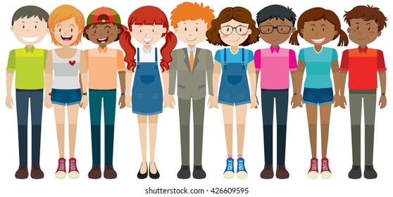 Simple characters of men and women illustration