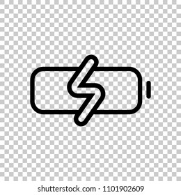 Simple charge battery, charging level. On transparent background.