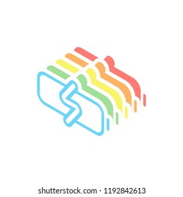 Simple charge battery, charging level. Stack of colorful isometric icons on white background
