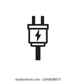 Simple charging plug sign icon. Includes such Icons as bolt, voltage vector illustration isolated in white background. Electric vehicle symbol.