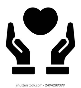 Icono de glifo Simple Charity. El ícono se puede usar para Sitios web, Plantillas impresas, Plantillas de presentación, ilustraciones, etc