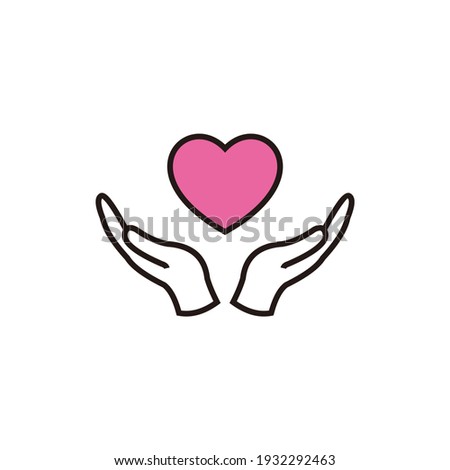 Simple Charity Icon Illustration Design, Charity Symbol With Outlined Style and Love Shape Template Vector
