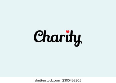 simple charity logo with a combination of stylish charity lettering and a heart on letter i.