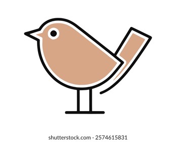 Simple and charming bird design. Ideal for children's illustrations, branding, or home decor. Neutral color palette.