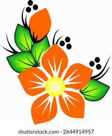 A simple and charming floral illustration featuring two pink flowers with black centers and soft blue leaves, designed in a clean and minimalist flat style.