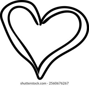 Simple and charming hand-drawn heart icon for expressing love and affection