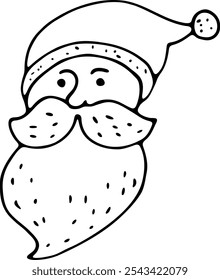 A simple and charming hand-drawn outline of Santa Claus in a minimalist doodle style