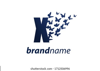 Simple and charming illustration logo design initial X Butterfly freedom.