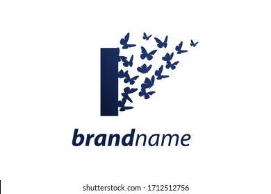 Simple and charming illustration logo design initial I Butterfly freedom.