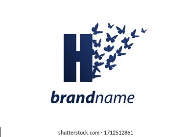 Simple and charming illustration logo design initial H Butterfly freedom.