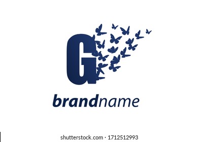 Simple and charming illustration logo design initial G Butterfly freedom.