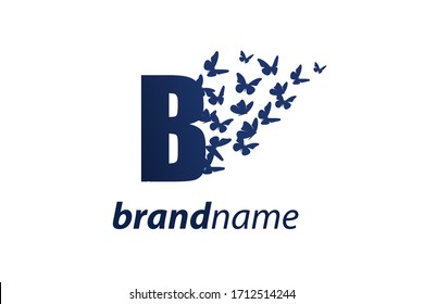 Simple and charming illustration logo design initial B Butterfly freedom.