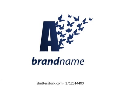 Einfache und charmante Illustrations-Logo-Design Erstauflage Ein Schmetterling Freiheit.