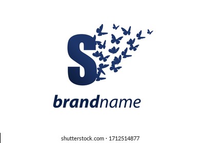Simple and charming illustration logo design initial S Butterfly freedom.