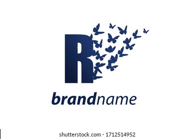 Simple and charming illustration logo design initial R Butterfly freedom.