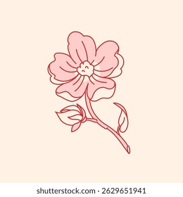 Simple and charming isolated hand-drawn flower illustration, ideal for logos, icons, and romantic spring themed projects.