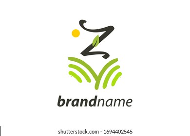 Diseño con un logotipo sencillo y encantador, ilustración inicial del campo Z o jardín.