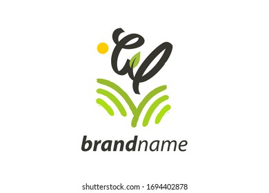 Simple and charming logo design illustration initial W field or garden.