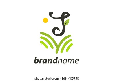 Simple and charming logo design illustration initial J field or garden.