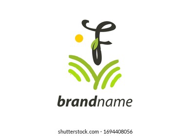 Simple and charming logo design illustration initial F field or garden.