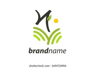 Simple and charming logo design illustration initial N field or garden.
