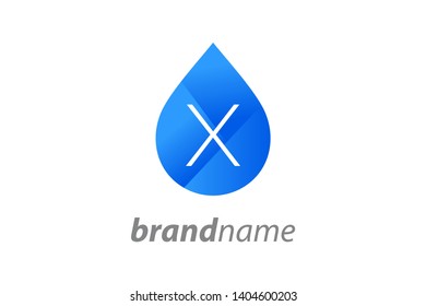 Simple and Charming logo design initial X in blue water drop.