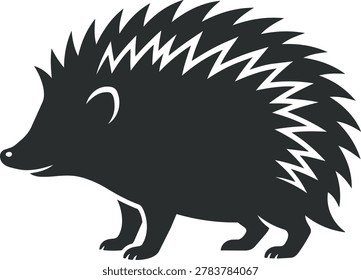 A simple, charming silhouette of a hedgehog with a friendly expression, perfect for various design applications.
