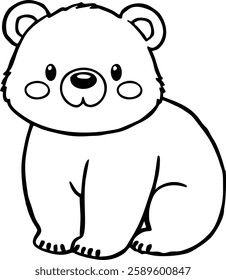 A simple and charming vector illustration of a baby bear with a friendly expression. Ideal for logos, stickers, or decorations.