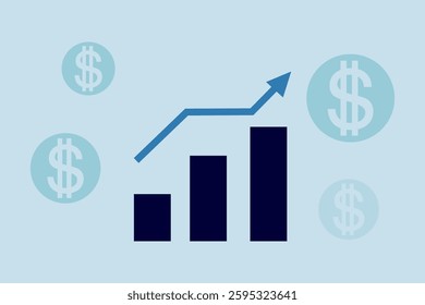 simple chart illustration about business growth, finance, market progress, sales, profit