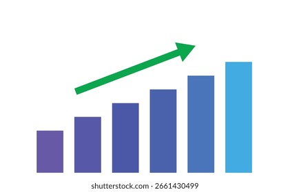 Simple chart showing upwards trend in terms of profit increase. Vector illustration. 