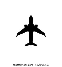 Simple charter passenger plane icon. Jet aircraft silhouette