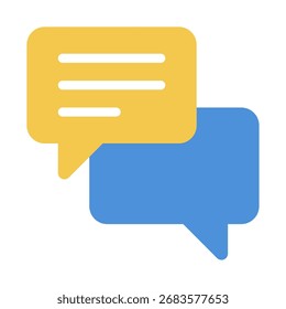 Simple chat bubbles icon representing communication, messaging, and conversation for UI design and social media content.