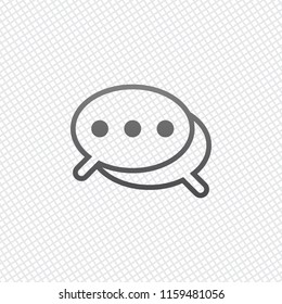 Simple chat. Couple of text clouds. Linear icon with thin outline. On grid background