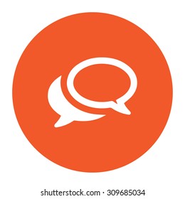 Simple Chat Or Dialogue. Flat White Symbol In The Orange Circle. Vector Illustration Icon