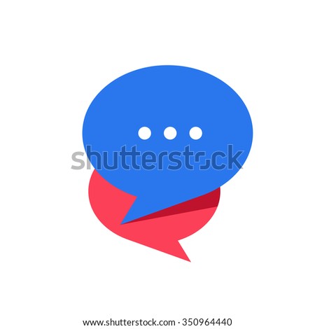 Simple Chat or Dialogue. Flat white symbol in the orange circle. Vector illustration icon