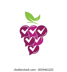 simple chat fruit grape vector logo