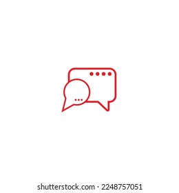 simple chat icon logo white outline red 