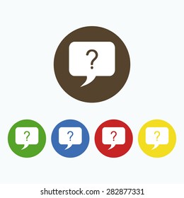 Simple chat window icon with a question.