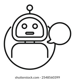 Einfaches Chatbot-Symbol mit einer offenen Sprechblase, die die laufende Kommunikation darstellt