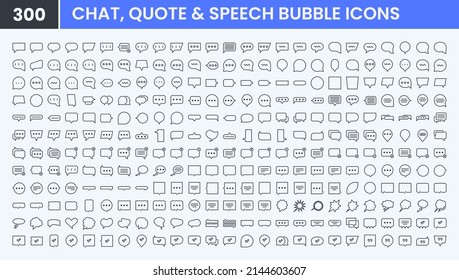 Simple Chatting Box vector line icon set. Contains linear outline icons like Speech Bubble Text, Quote, Speak, Talk, Dialogue, Message, Text Box, Communication. Editable use and stroke for web.