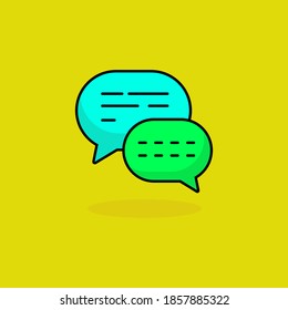 Einfaches Chat-Konzept, Vektorgrafik einzeln auf gelbem Hintergrund. Linearer Farbstil des Chat-Symbols 