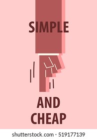 SIMPLE AND CHEAP typography vector illustration