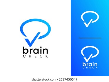 simple check brain logo design. smart brain innovation technology vector design inspiration	