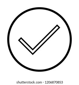 Simple check icon in cricle. Vector Illustration