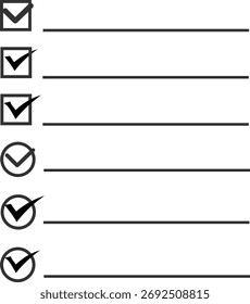 Conjunto de ícones de marca de seleção simples