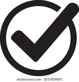 Marca de verificação simples ícone silhueta vetor arte no formato EPS, perfeito para indicar a aprovação, conclusão ou correção em projetos digitais e de impressão