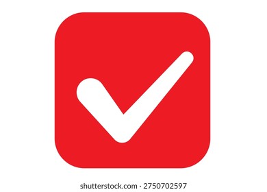 Simple check mark, a single redsquare