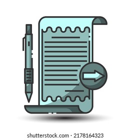 Simple check out filled line icon, left and go out concept monotone color, 128x128 pixel perfect on the white background